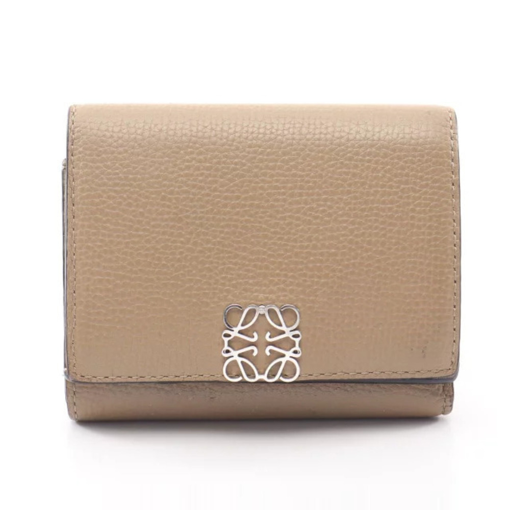 Loewe Anagram Trifold Wallet Leather Beige Tan